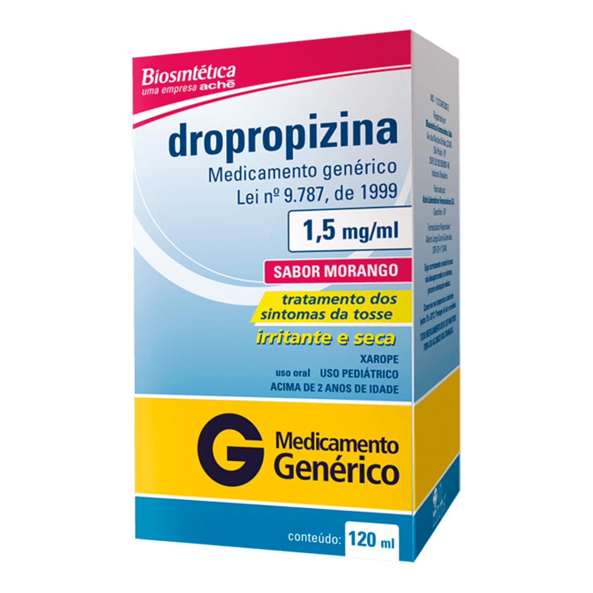 Dropropizina Biosintetica 120ml Xarope Infantil 1,5mg/ml Generico