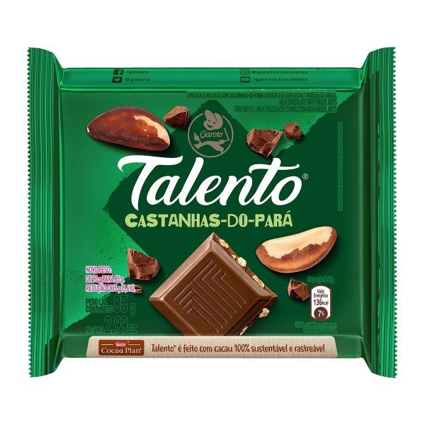 Comprar Barra De Chocolate Talento Castanha Do Pará 85g