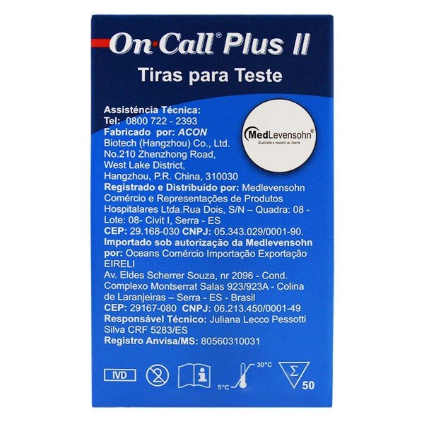 Tiras Para Teste On Call Plus Ii Com 50 Unidades