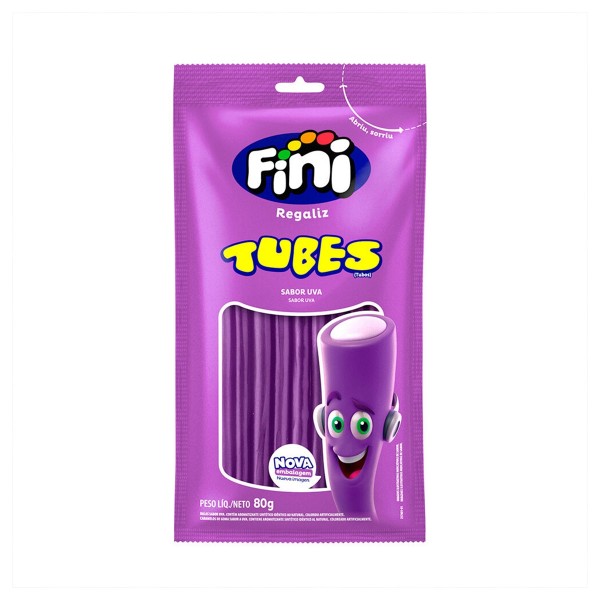 Bala Gelatina Tubes Sabor Uva 80G Fini | Drogaria