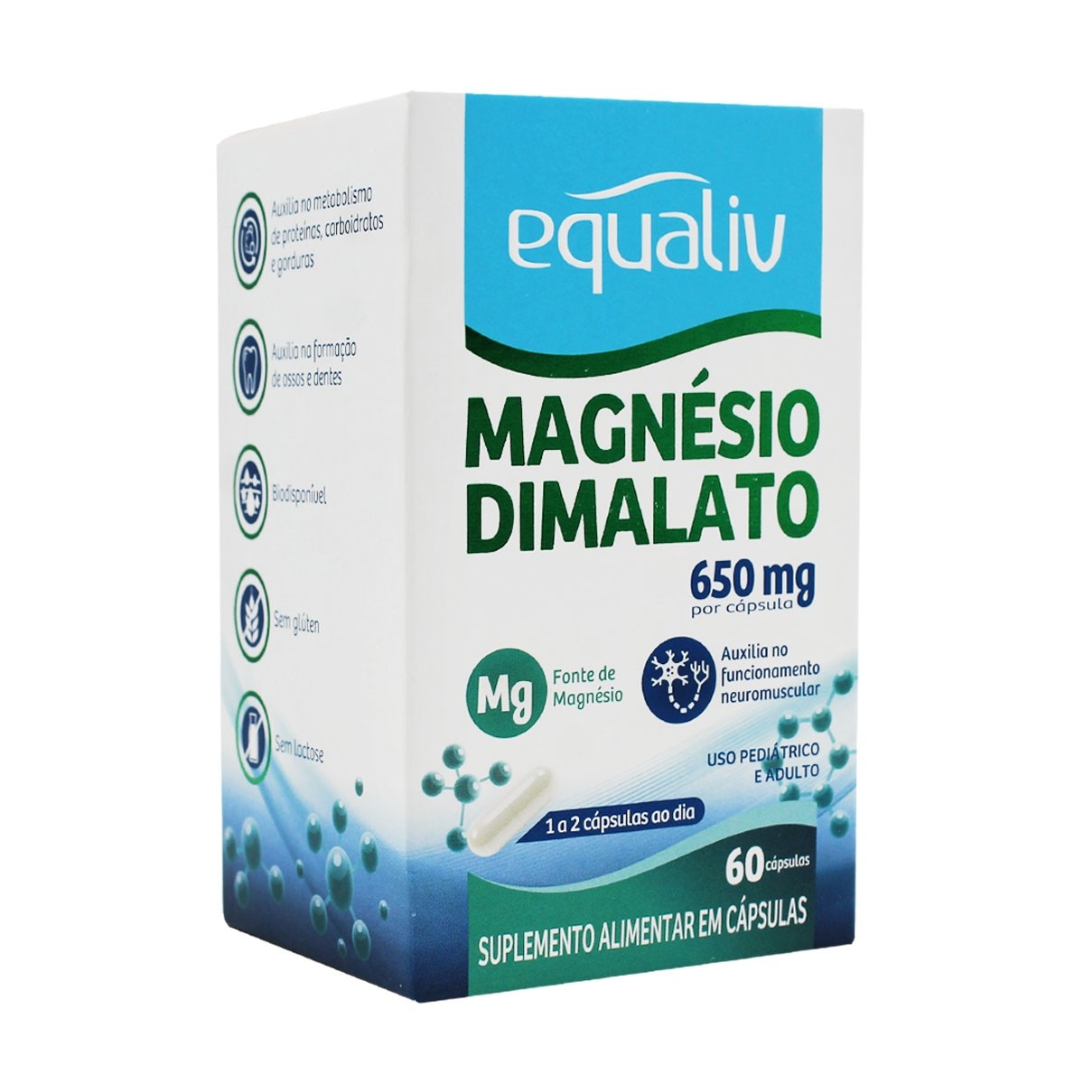 Comprar Magnésio Dimalato 650mg Com 60 Cápsulas Equaliv