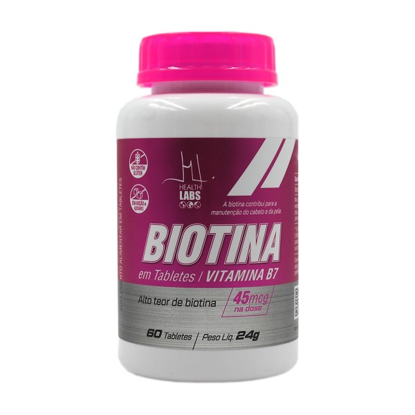 Biotina 45Mcg Com 60 Tabletes Health Labs | Drogaria