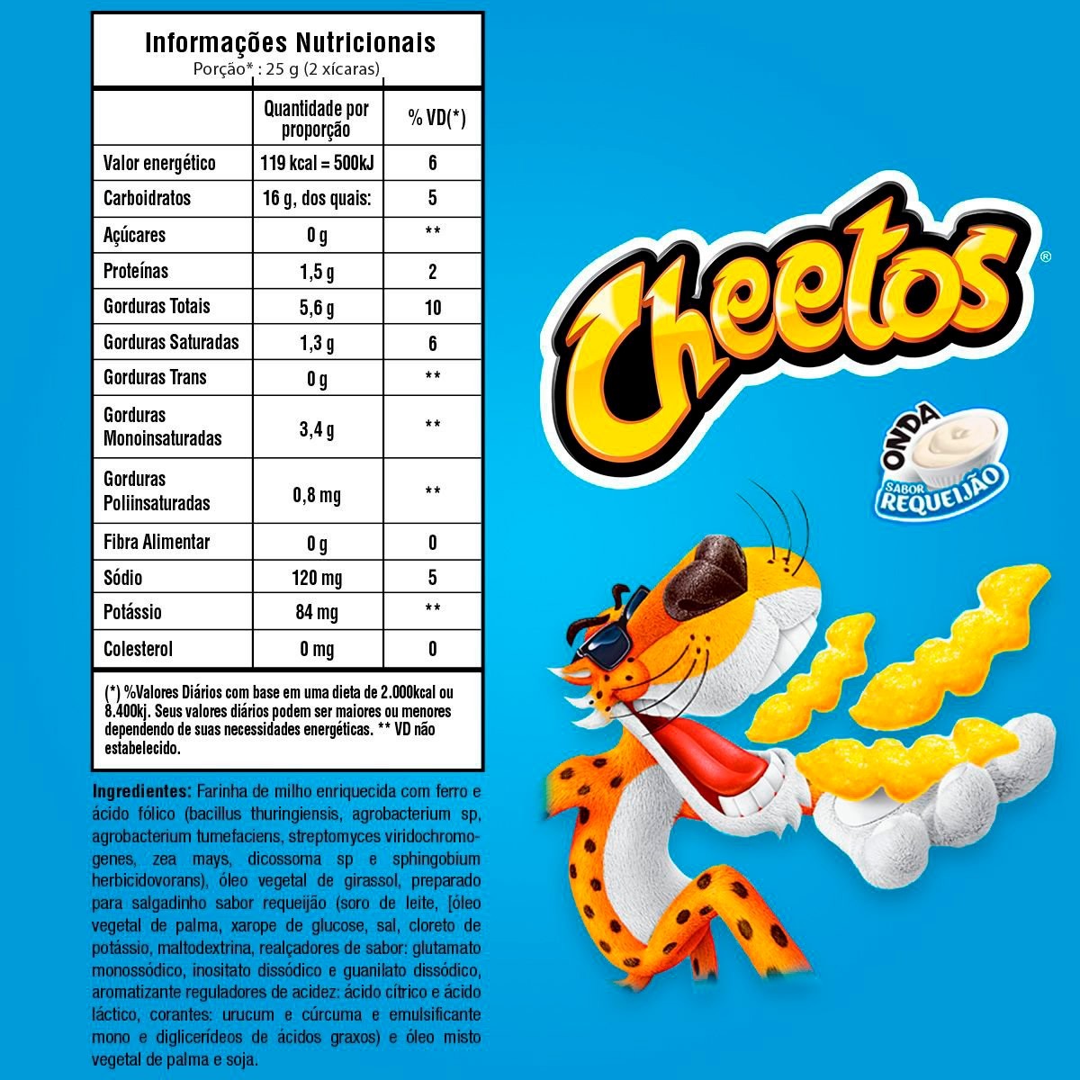 10 Un Salgadinho Cheetos Requeijao Onda 45g - Elma Chips no Shoptime