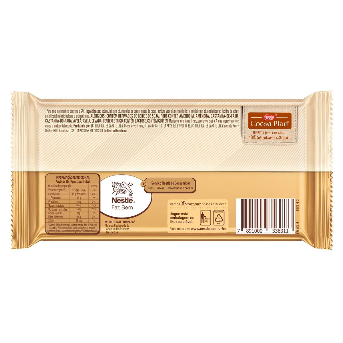 Comprar Chocolate Alpino White Top 85g Nestlé Drogaria 9159