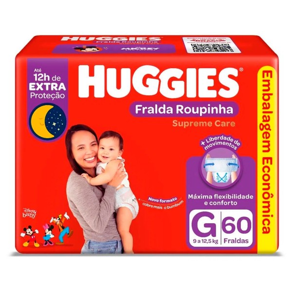 Fralda Huggies Roupinha Supreme Care G Com 60 Unidades