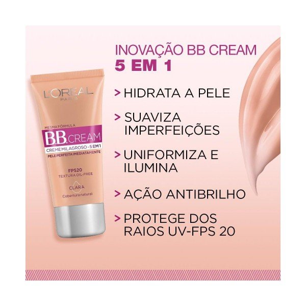 Bb Cream Creme Milagroso 5 Em 1 Fps20 Cor Média 30ml