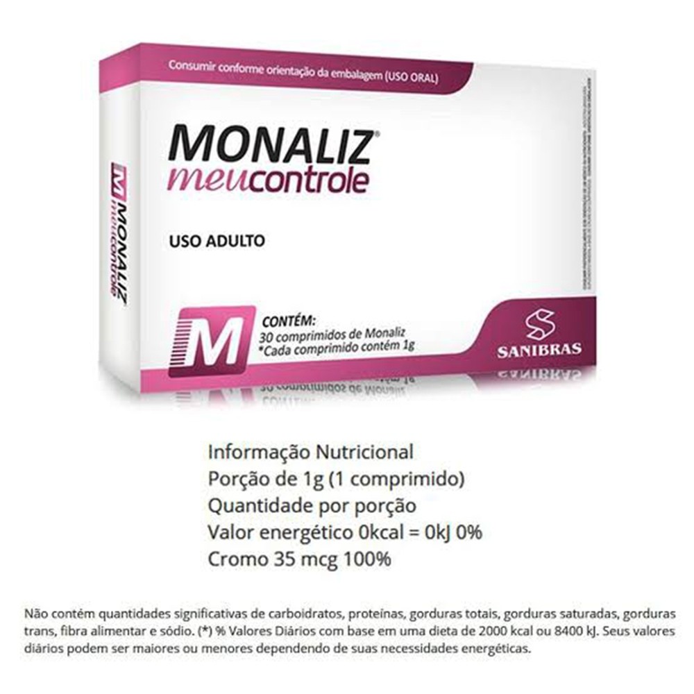 Monaliz Remédio Para Emagrecer 30 Cápsulas Monaliz - Meu Controle