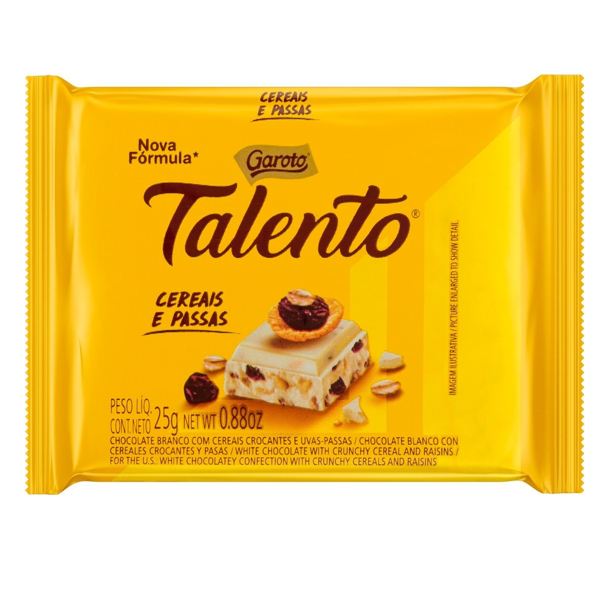 Comprar Chocolate Garoto Talento Branco Cereais E Passas 25g 